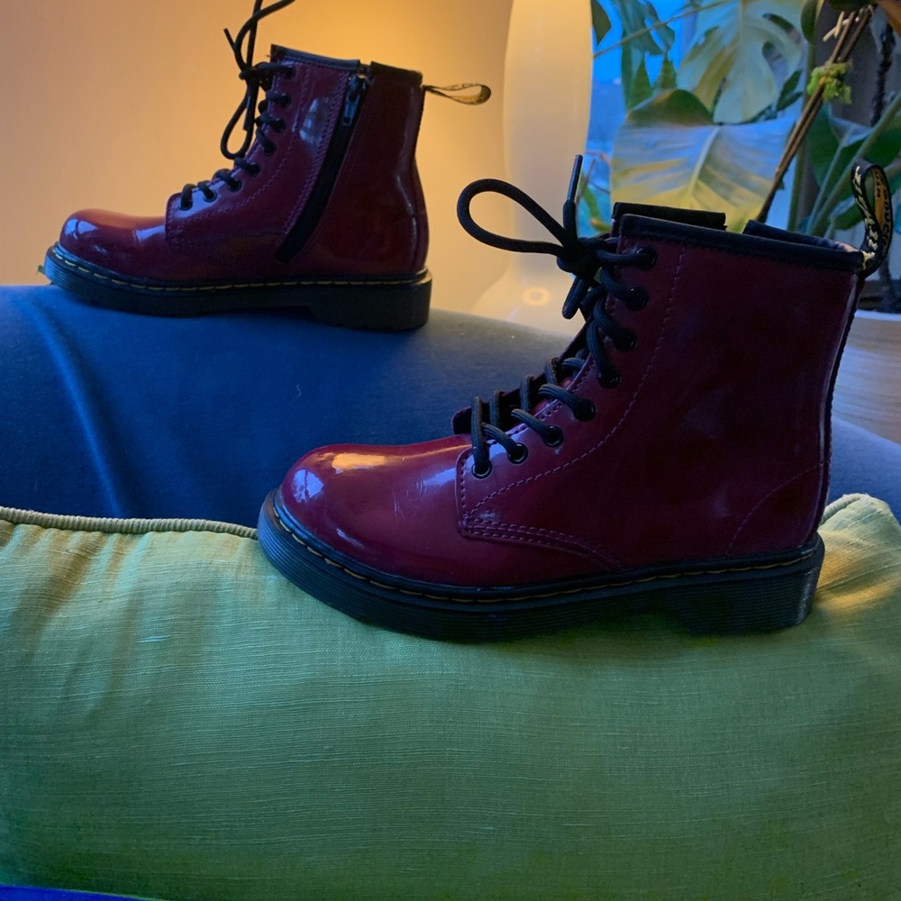 Dr. Martens Air Wair w/ Bouncing Souls Size 2 Maroon Lug Sole, Zip-up Boots-
